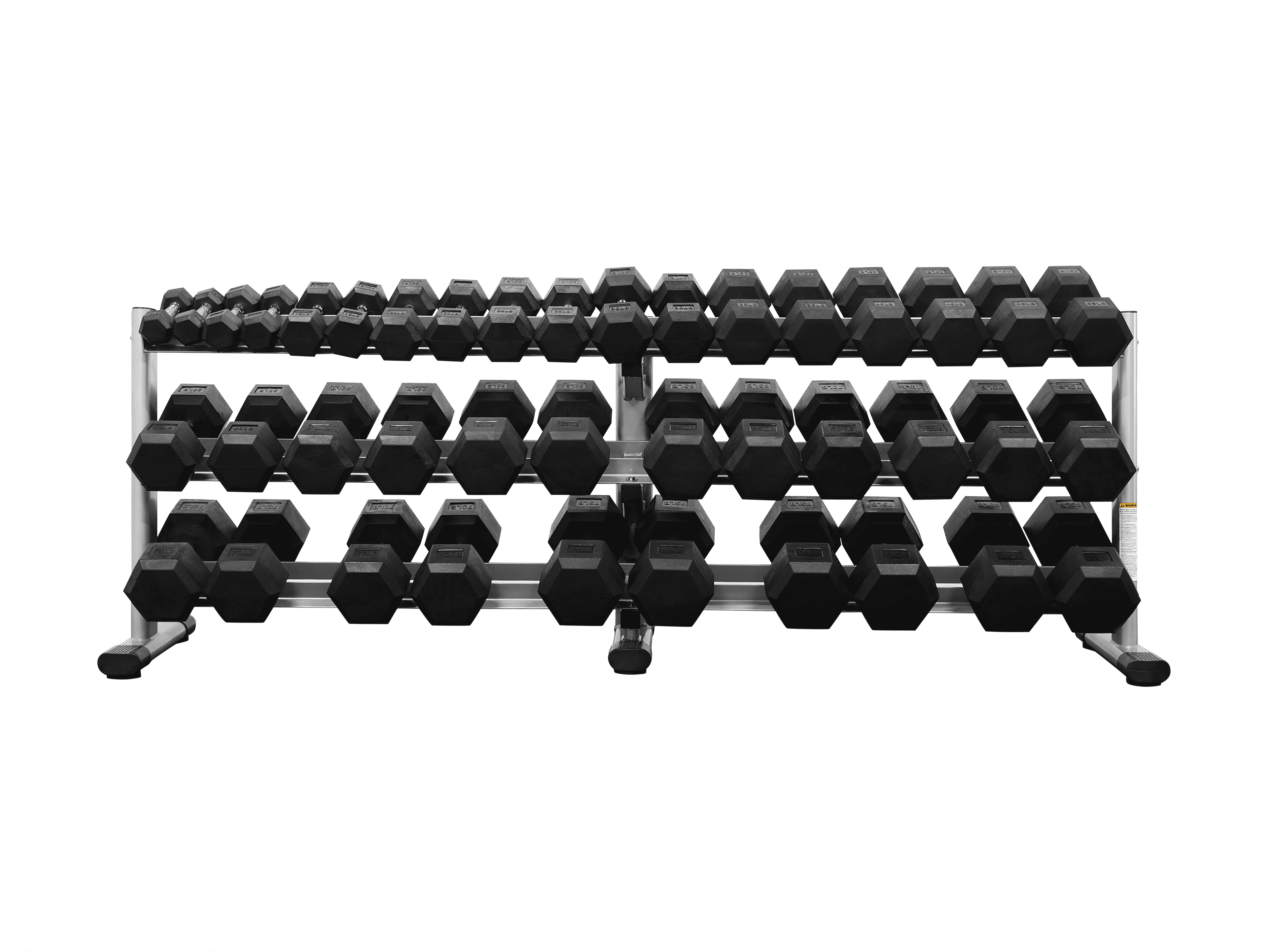 RB5100 5-100lb Rubber Hex Dumbbell Set-1