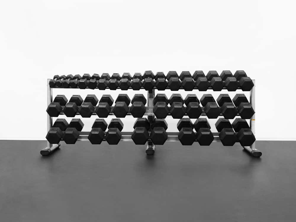 RB5100 5-100lb Rubber Hex Dumbbell Set-2