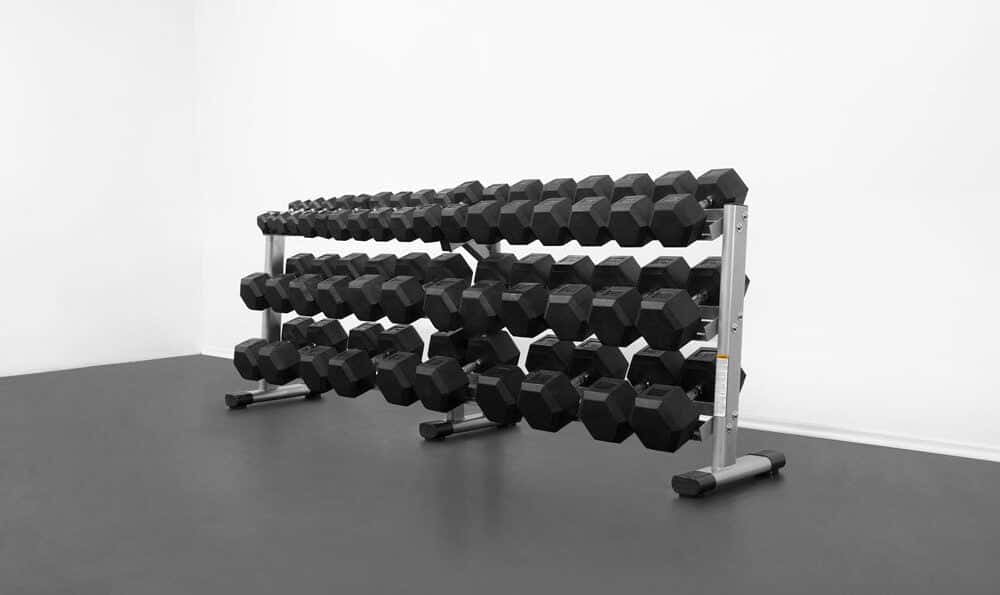 RB5100 5-100lb Rubber Hex Dumbbell Set-6