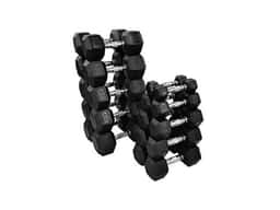 RB1100 55-70lb Rubber Hex Dumbbell w/ Upgraded G242 Rack-0