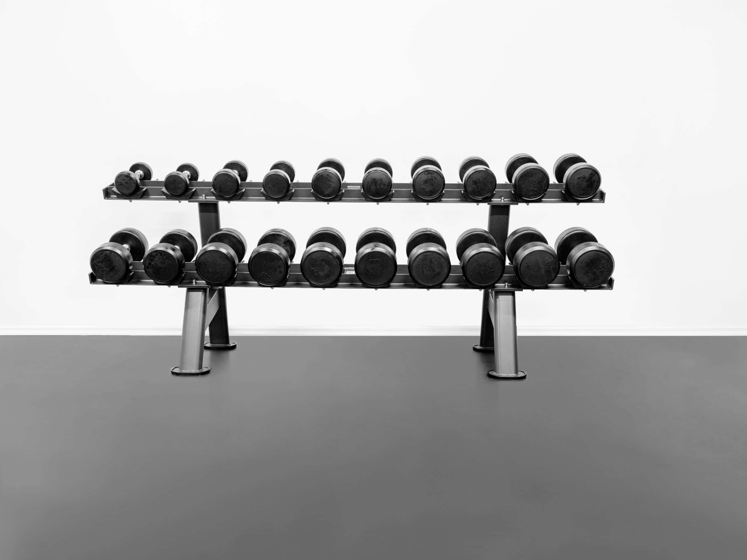 10-100lb Rubber Pro Dumbbell Set w/ G231-1