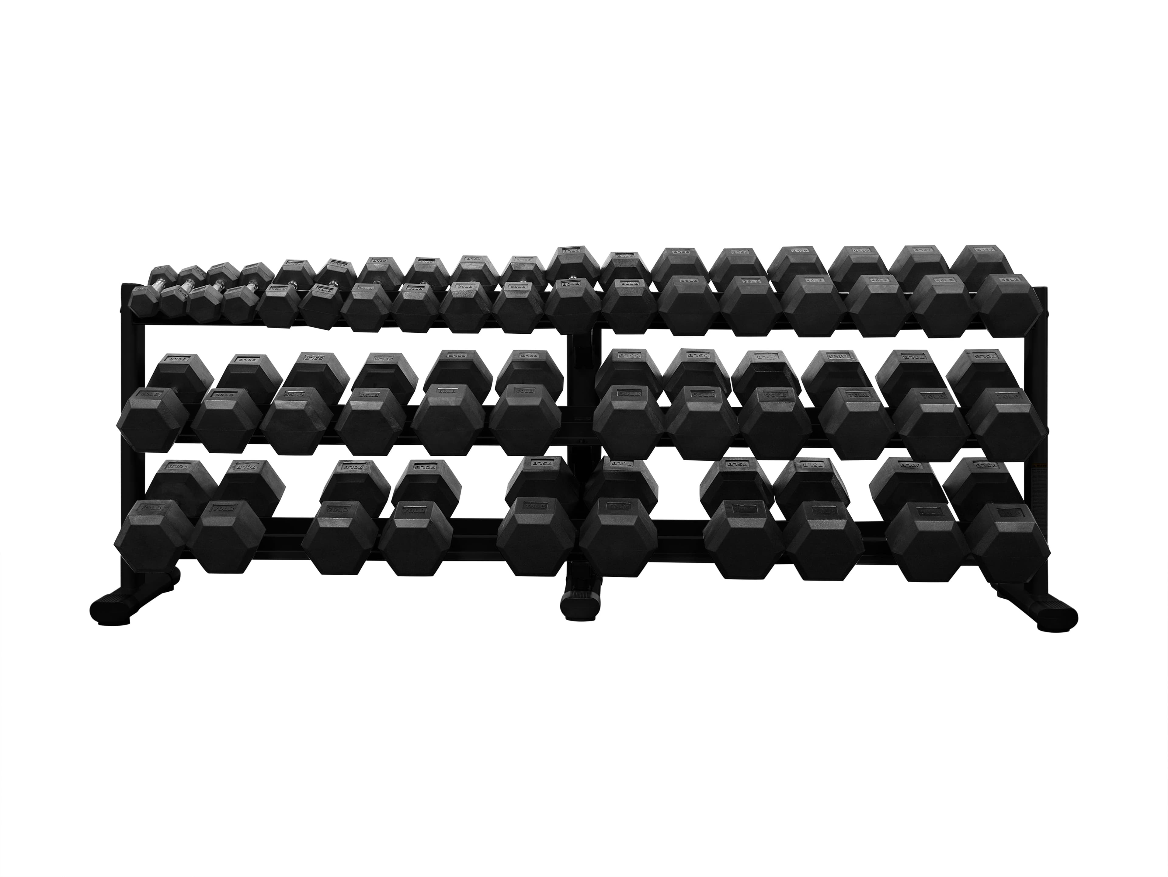 RB5100 5-100lb Rubber Hex Dumbbell Set-0