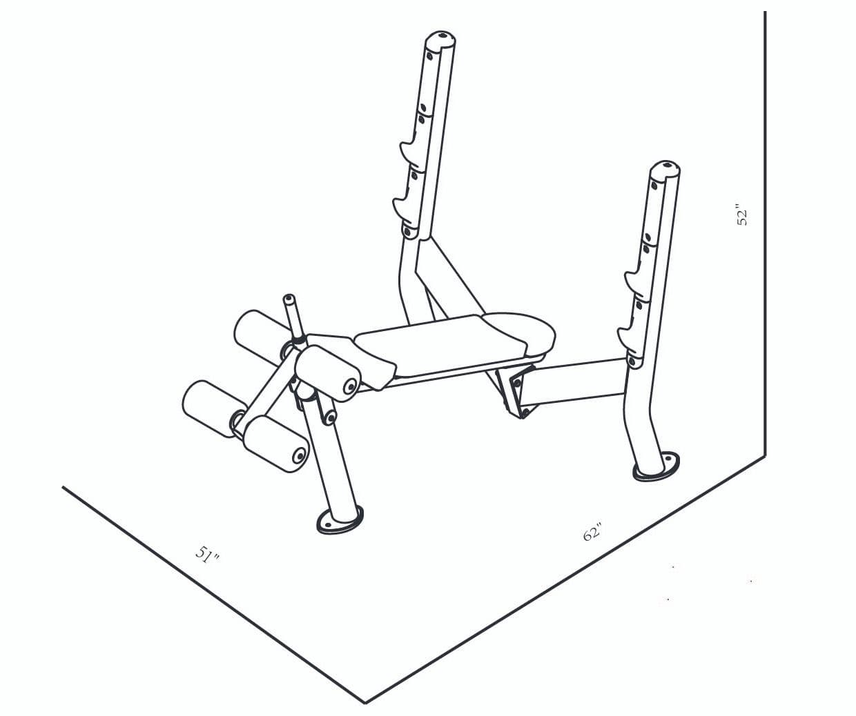CF2153 Olympic Decline Press dimensions reference