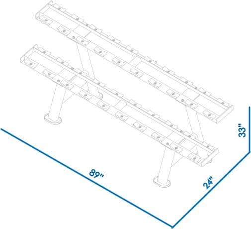 G231 2 Tier Pro Dumbbell Rack dimensions reference