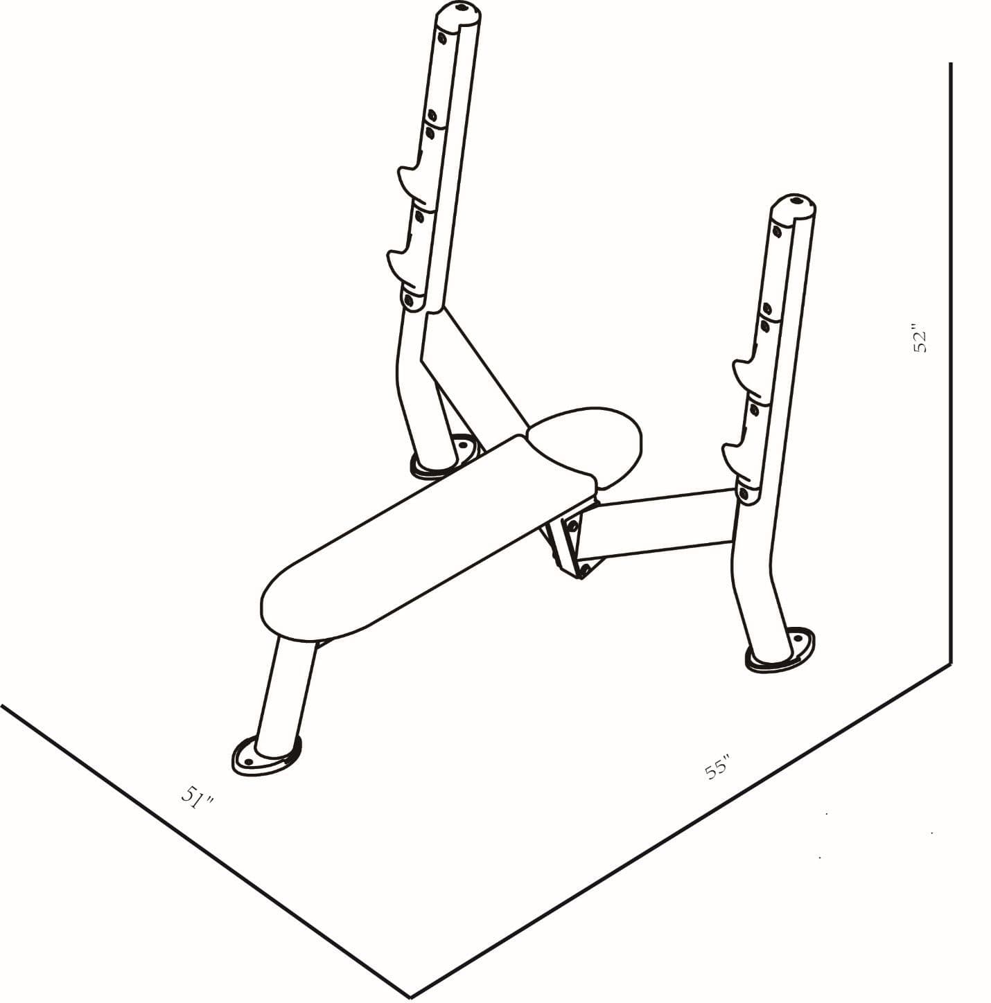 G251 Olympic Flat Bench dimensions reference