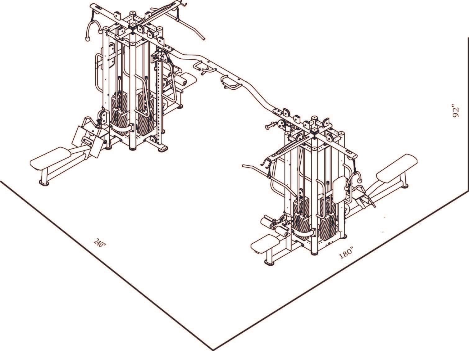 GM5004 Eight Station/Position Jungle Gym dimensions reference