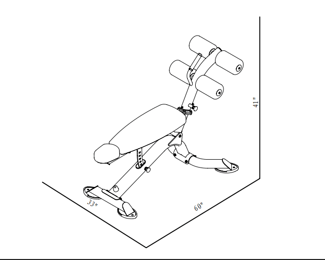 CF2103 Adjustable Ab Crunch Bench dimensions reference