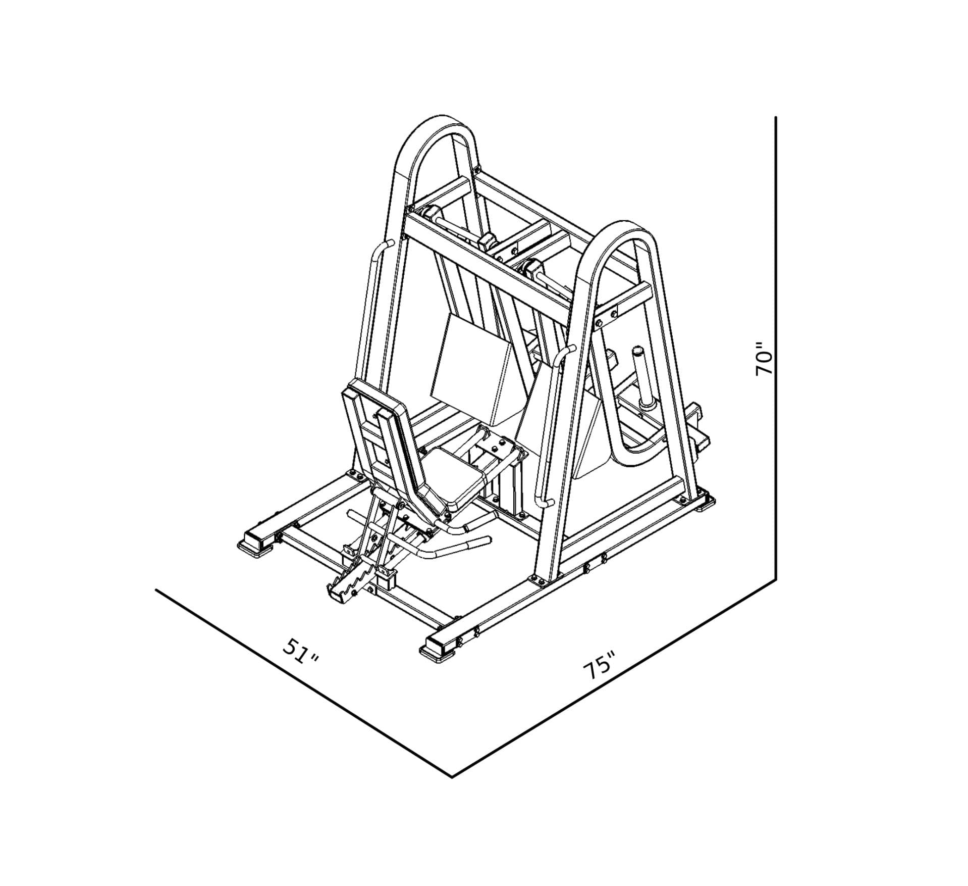 FL1809 Isolateral Horizontal Swing Leg Press dimensions reference