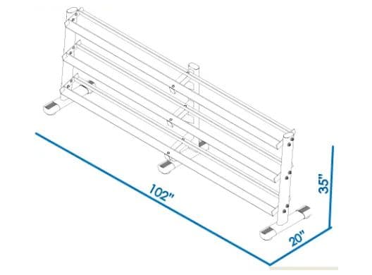 G243 5-100lb Dumbbell Rack dimensions reference