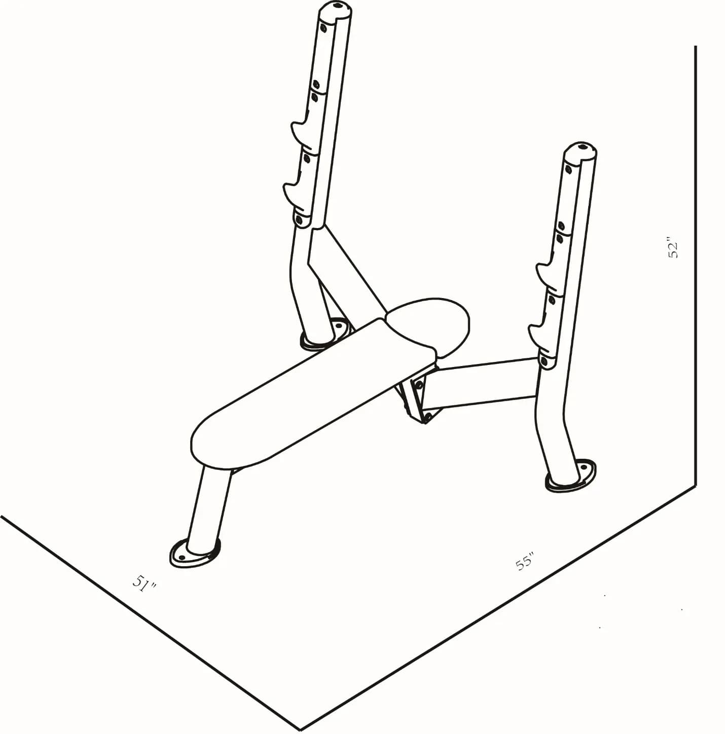 CF2151 Olympic Flat Bench dimensions reference