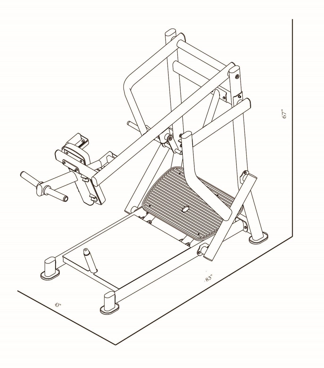CF8137 Pendulum Squat dimensions reference